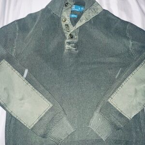 Ralph Lauren Olive quarter button up cardigan with Elbow Patches